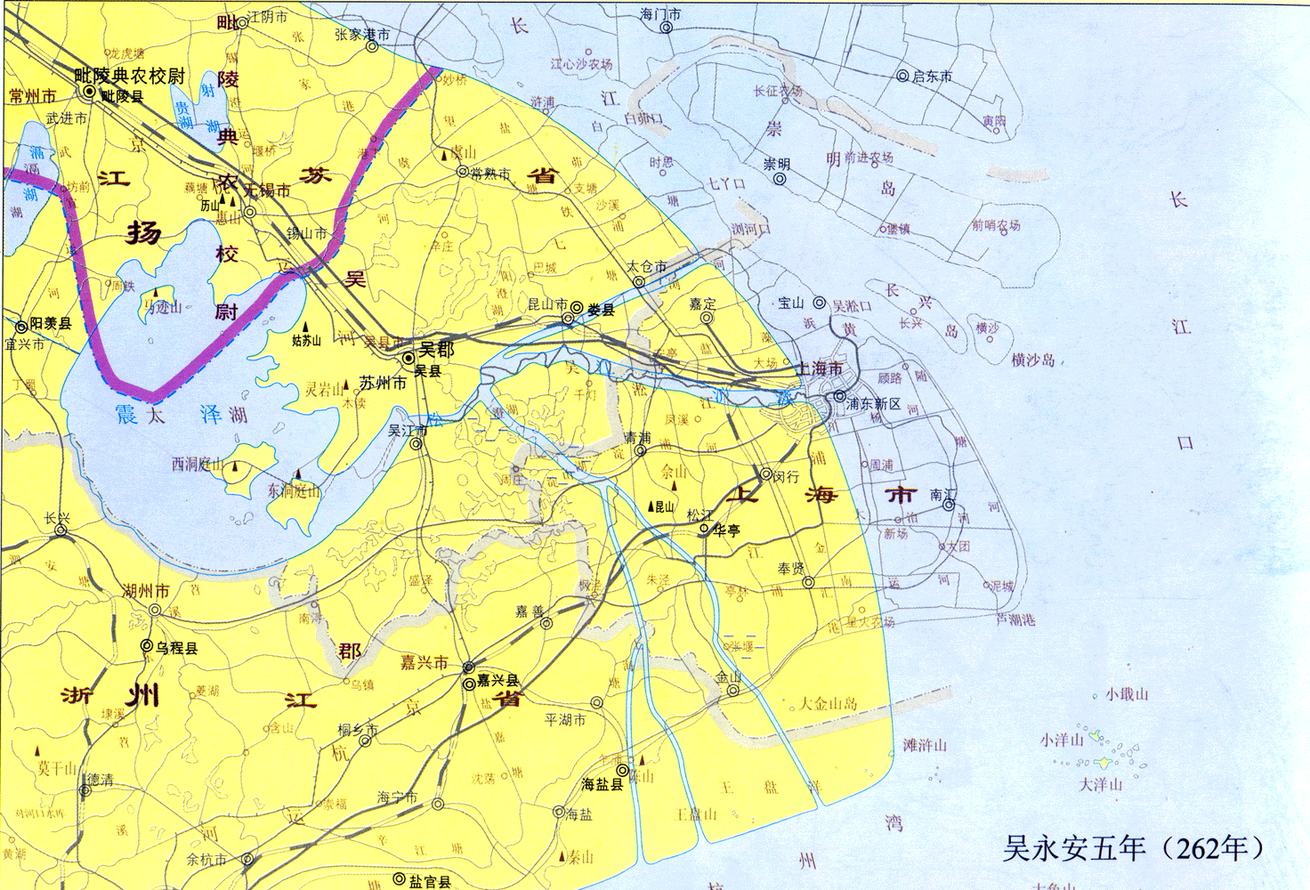 上海历史地图三国时期——吴永安五年