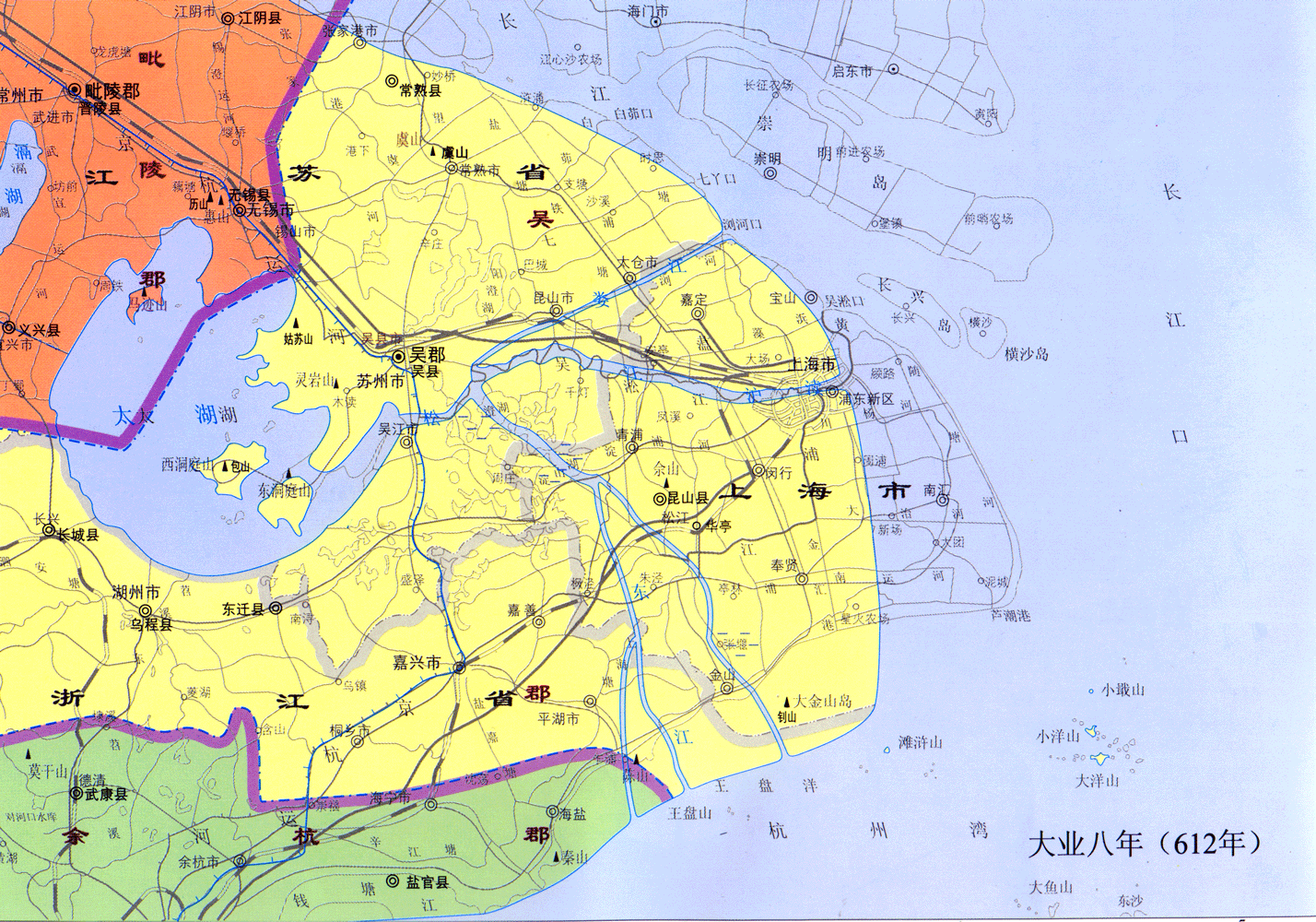 隋时期——大业八年（612年）上海历史地图