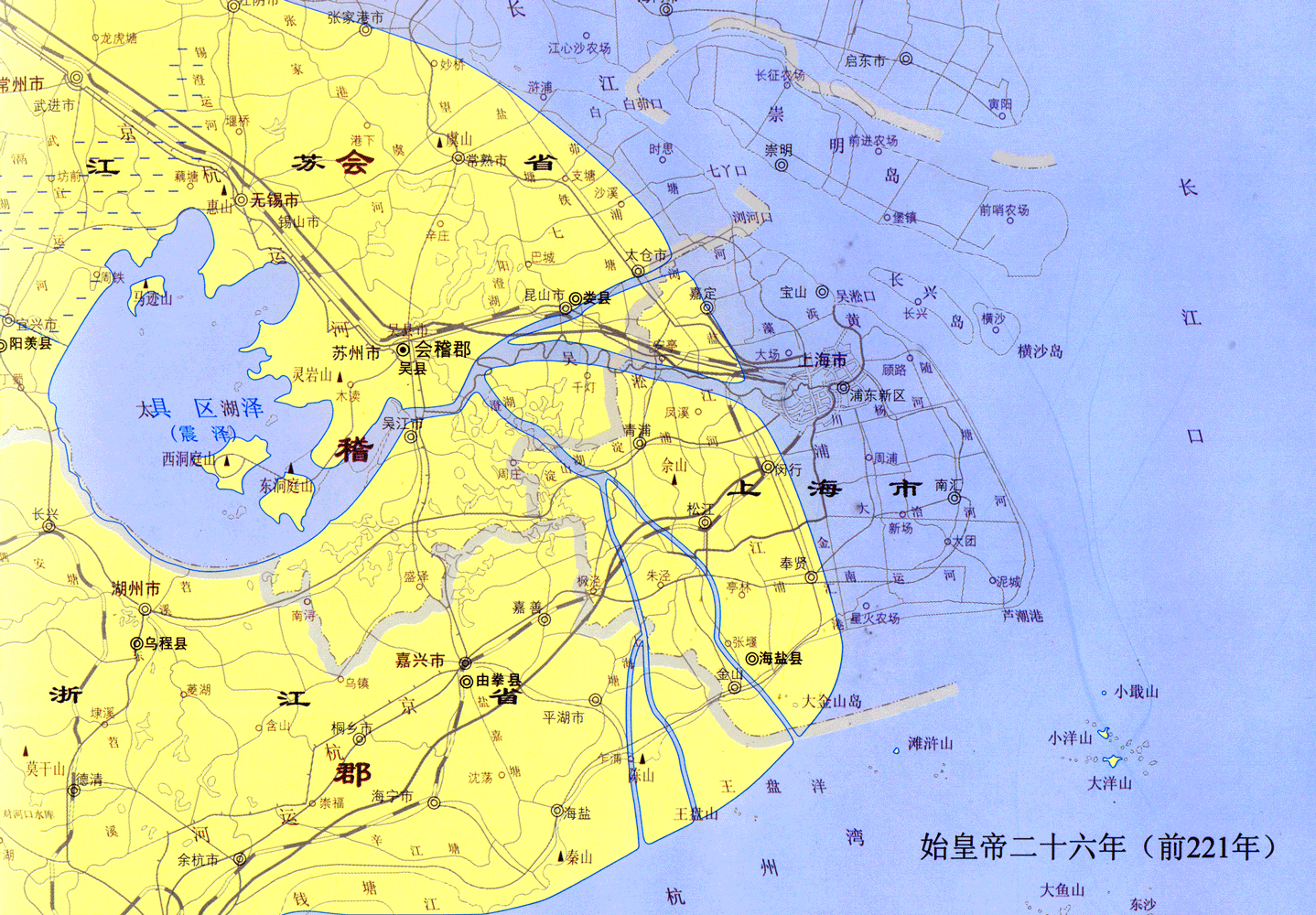 上海历史地图秦时期——始皇帝二十六年（前221年）